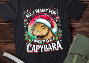 LT763-Xmas Lighting Santa All I Want For Christmas Is A Capybara T-Shirt