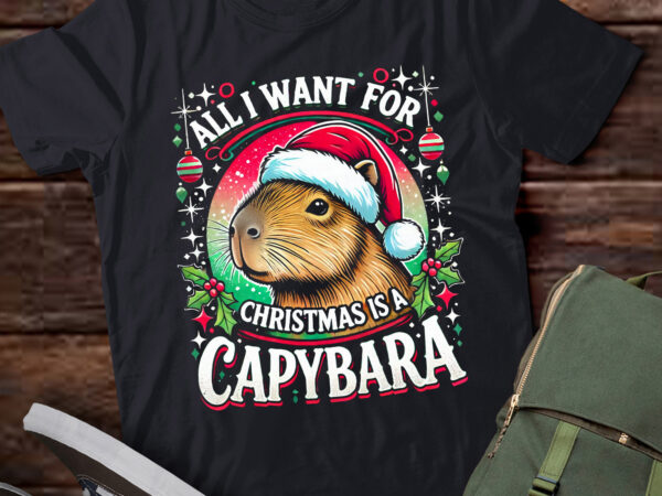 Lt763-xmas lighting santa all i want for christmas is a capybara t-shirt