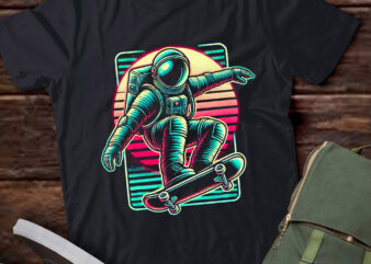 LT766-Skating Astronaut Skater Boy Outfit 80s Skateboard T-Shirt