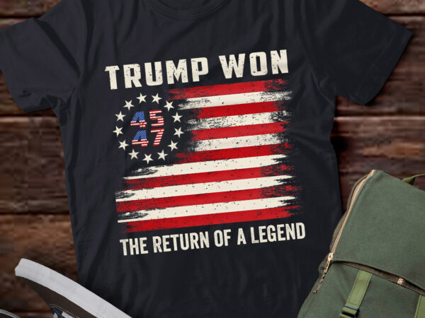 Lt767-trump won 2024 45 47th president usa flag t-shirt