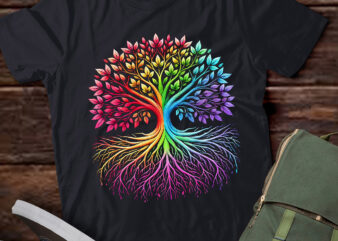 LT779-Tree Colorful Art Leaves Nature Graphic Motif Tree T-Shirt