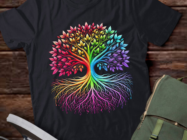 Lt779-tree colorful art leaves nature graphic motif tree t-shirt