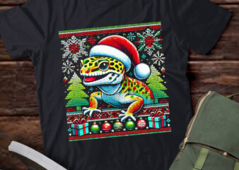 LT783-Ugly Christmas Pajama Sweater Leopard Gecko Animals Lover Sweatshirt