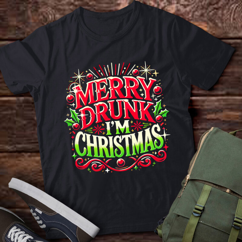 LT785-Merry Drunk I’m Christmas Santa X-mas ugly Christmas T-Shirt