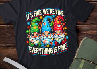 Lt794-it's fine we're fine everything is fine gnome teacher xmas t-shirt