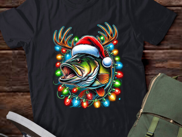 Lt796-merry fishmas santa fishing lovers funny fisherman christmas t-shirt