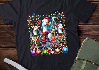 Lt797-santa goose on the loose merry goosemas christmas goose t-shirt