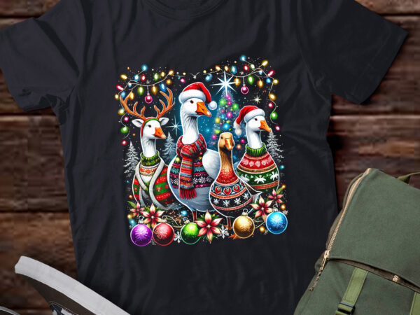 Lt797-santa goose on the loose merry goosemas christmas goose t-shirt