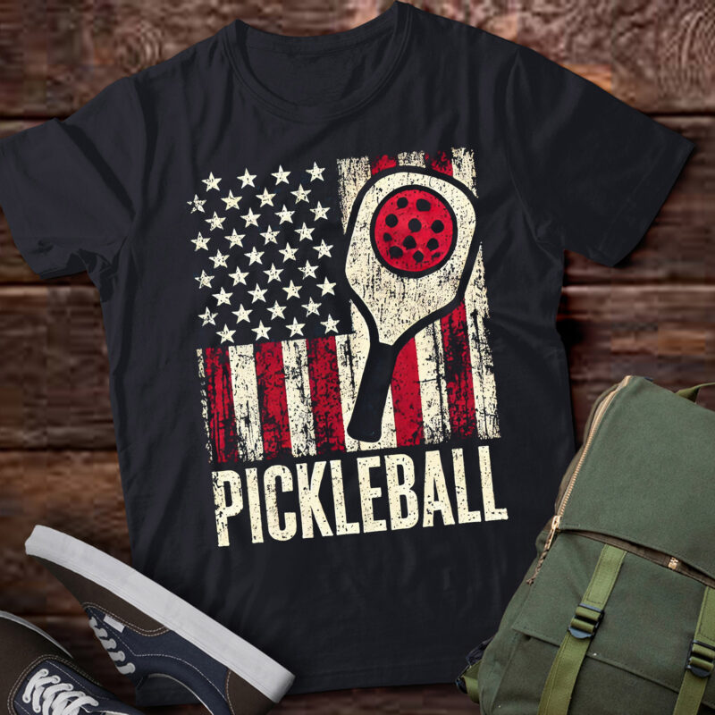 LT799-US Flag Pickleball Player Paddleball Lover T-Shirt