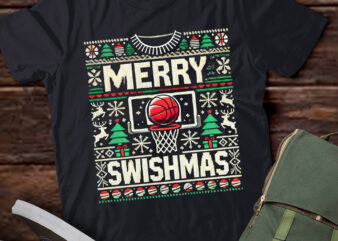 LT806-Merry Swishmas Ugly Christmas Sweater Basketball Christmas Sweatshirt