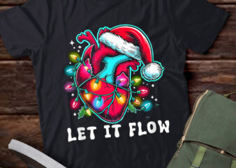 Lt808-funny let it flow anatomy heart cardiac nurse santa hat xmas t-shirt