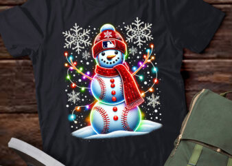 LT810-Christmas Baseball Snowman Boys Baseball Christmas Women Men T-Shirt