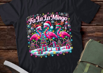 LT813-Fa La La La Mingo Flamingo Christmas Men Women Kids Xmas T-Shirt