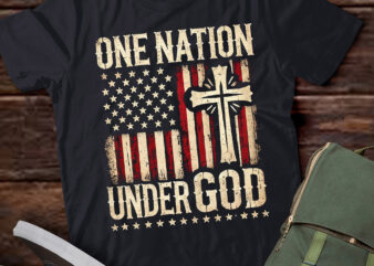 LT814-One Nation Under God Flag 4th Of July Patriotic Christian T-Shirt