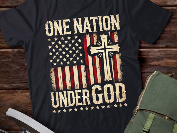 Lt814-one nation under god flag 4th of july patriotic christian t-shirt