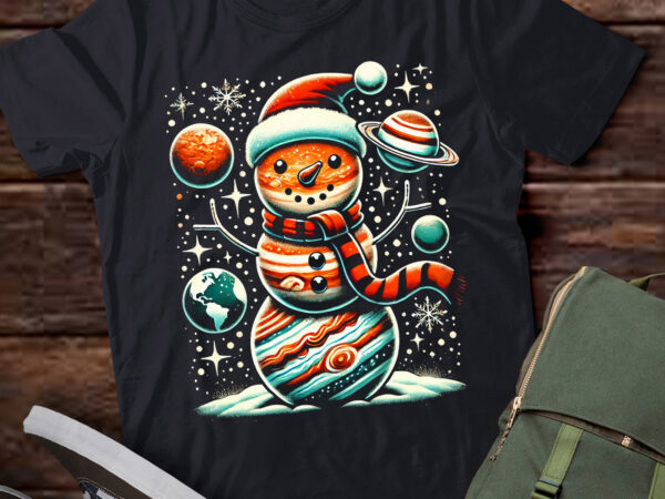 Lt818-planets snowman space funny christmas astronomy for kids t-shirt