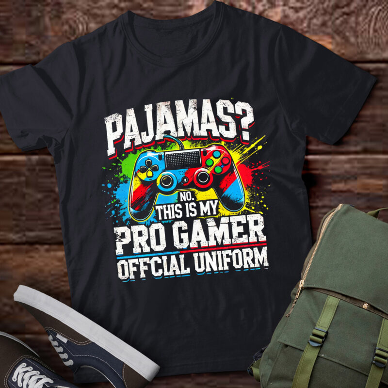 LT822-Pajamas No Pro Gamer Funny Video Games Boys Teens Gaming T-Shirt