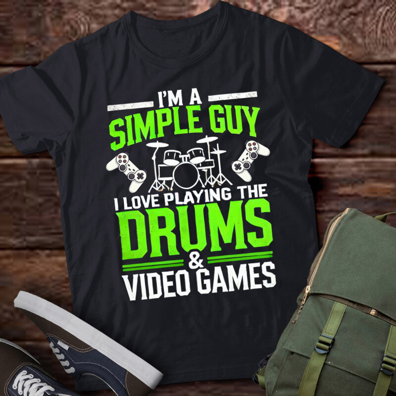 LT827-Gaming Drums Simple Guy Video Games Gift Graphic T-Shirt