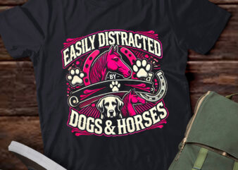 LT828-Easily Distracted By Dogs And Horses – Horse Lover For Girls Pullover Hoodie