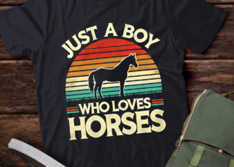 LT832-Just A Boy Who Loves Horses Men Horse Stuff Boys Horse Lover T-Shirt