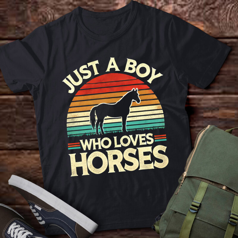 LT832-Just A Boy Who Loves Horses Men Horse Stuff Boys Horse Lover T-Shirt