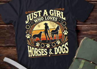 LT833-Vintage Just A Girl Who Loves Horses And Dogs – Equestrian Pullover Hoodie