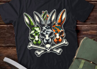 LT836-Scary Skull And Crossbones Bad Rabbit Horror Bunny Halloween T-Shirt