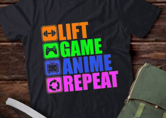 LT844-Lift, Anime, Video Games, Repeat – Gym Motivational Tank Top