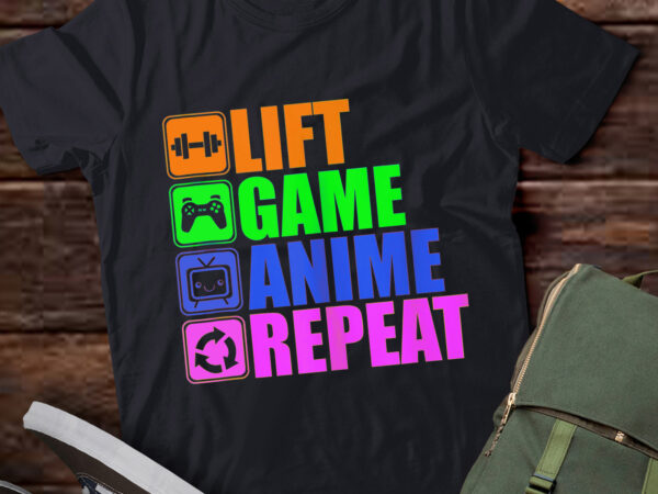 Lt844-lift, anime, video games, repeat – gym motivational tank top t shirt vector graphic