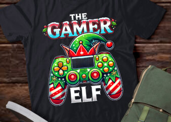 LT846-Christmas The Gamer Elf Video Gaming Boys Men Kids Tees T-Shirt