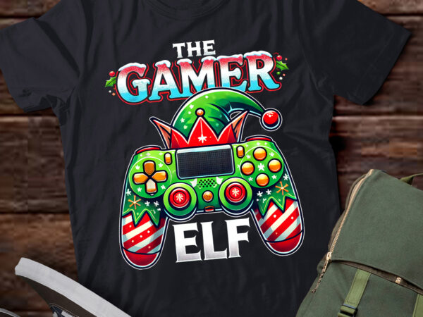 Lt846-christmas the gamer elf video gaming boys men kids tees t-shirt