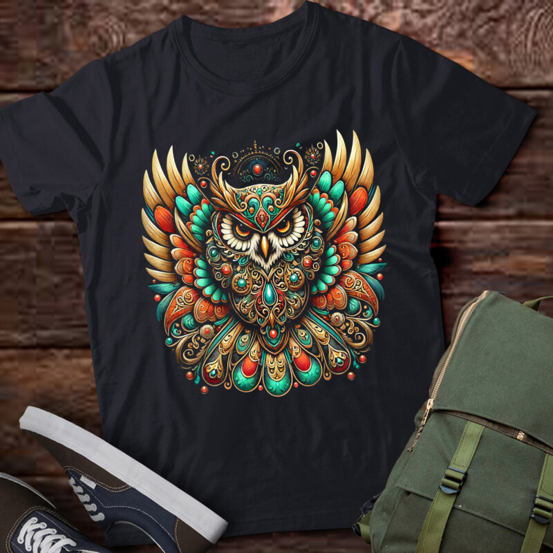 LT848-Metallic Owl Unique Design Graffiti Graphic T-Shirt