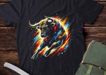 LT849-Bull Riding Rodeo Cool Abstract Drip Painting Art T-Shirt