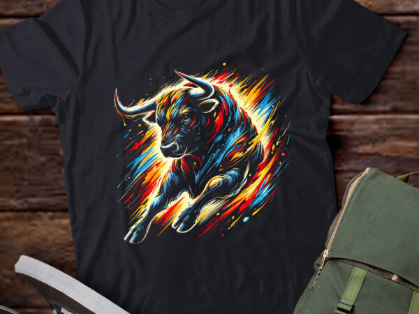 Lt849-bull riding rodeo cool abstract drip painting art t-shirt