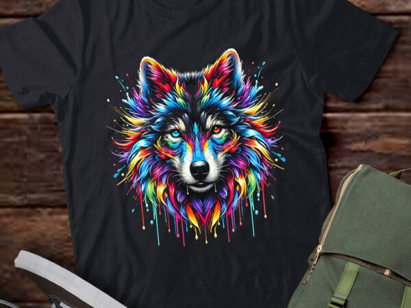 Lt850-wolf splash art wolf animal lover t-shirt