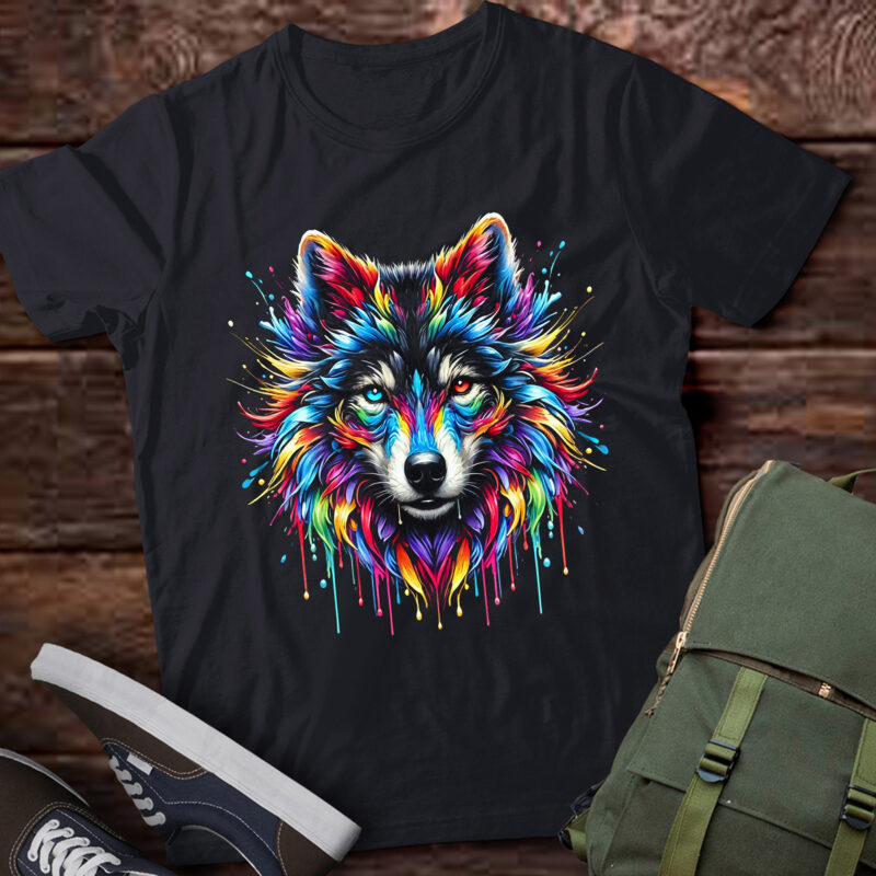 LT850-Wolf Splash Art Wolf Animal Lover T-Shirt