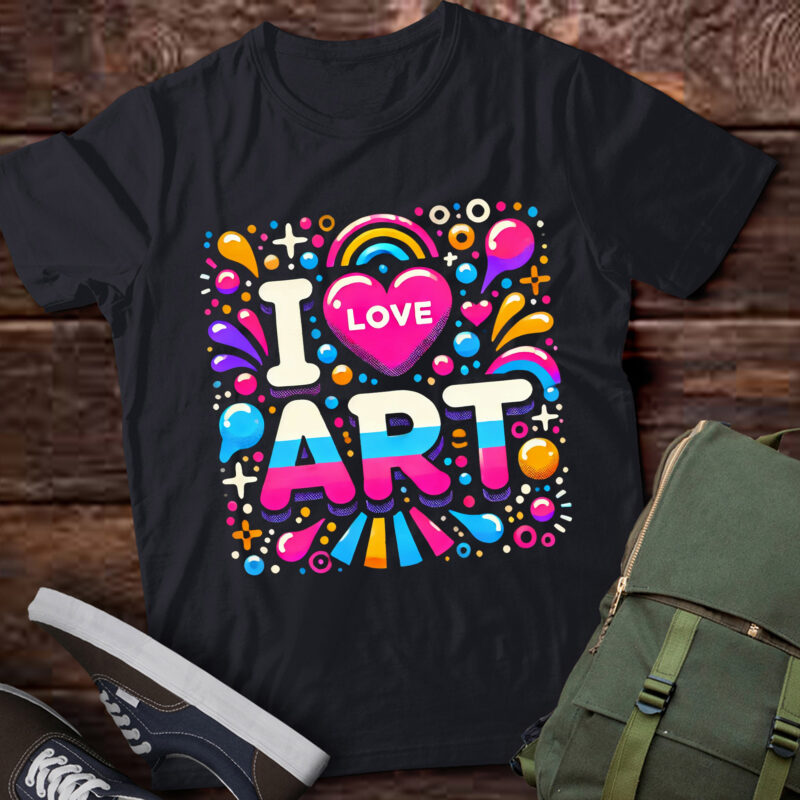 LT853-I Love Art Artist Painter Colourful Painting Gifts Kids Girls T-Shirt