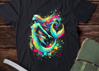 LT855-Mermaid Colorful Painting Art Graphic Abstract Motif Mermaid T-Shirt