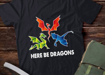 LT856-Where The Dragons Went Origami Style Dragons T-Shirt