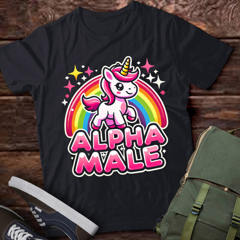 LT866-Cute Alpha Male Unicorn Funny Sarcastic Humor Ironic Men T-Shirt