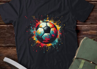 LT872-Dripping Paint Art Soccer Player Football Soccer Ball Goal Premium T-Shirt