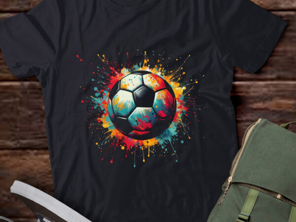 Lt872-dripping paint art soccer player football soccer ball goal premium t-shirt