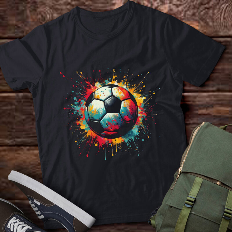 LT872-Dripping Paint Art Soccer Player Football Soccer Ball Goal Premium T-Shirt