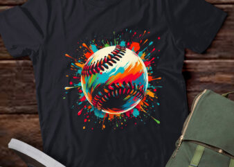 LT874-A brightly colored baseball with splats and paint splatters