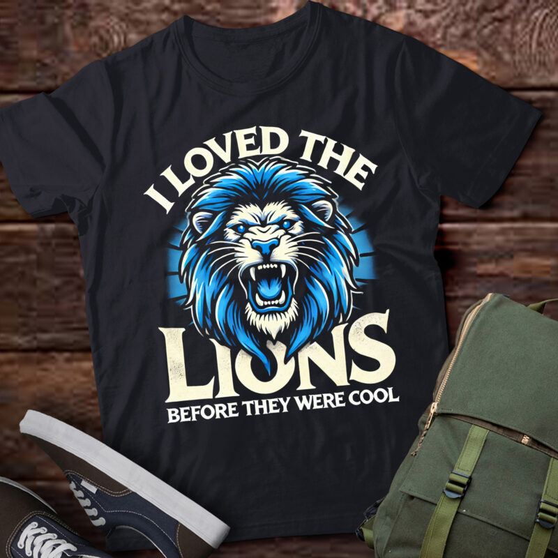 LT881-Womens I Loved The Lions Before They Were Cool Lion In USA Flag V-Neck T-Shirt