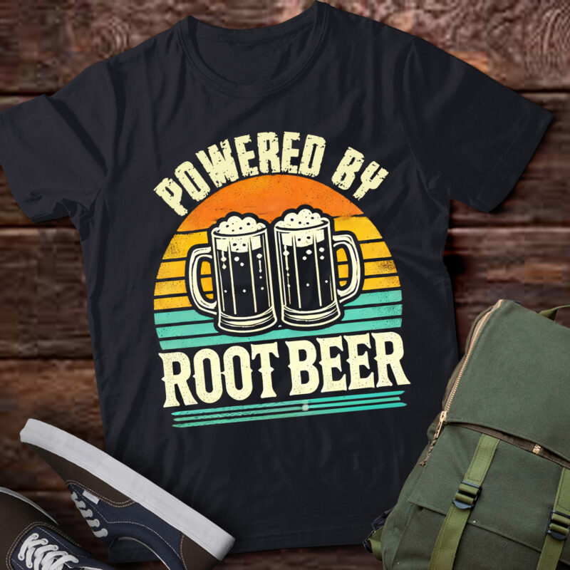 LT882-Powered By Root Beer Drink Funny Root Beer Retro