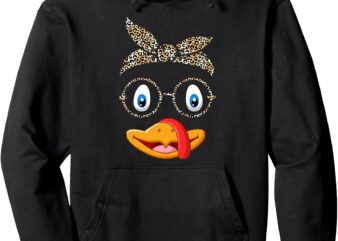 Leopard Print Face with Glasse Thanksgiving Turkey Pullover Hoodie