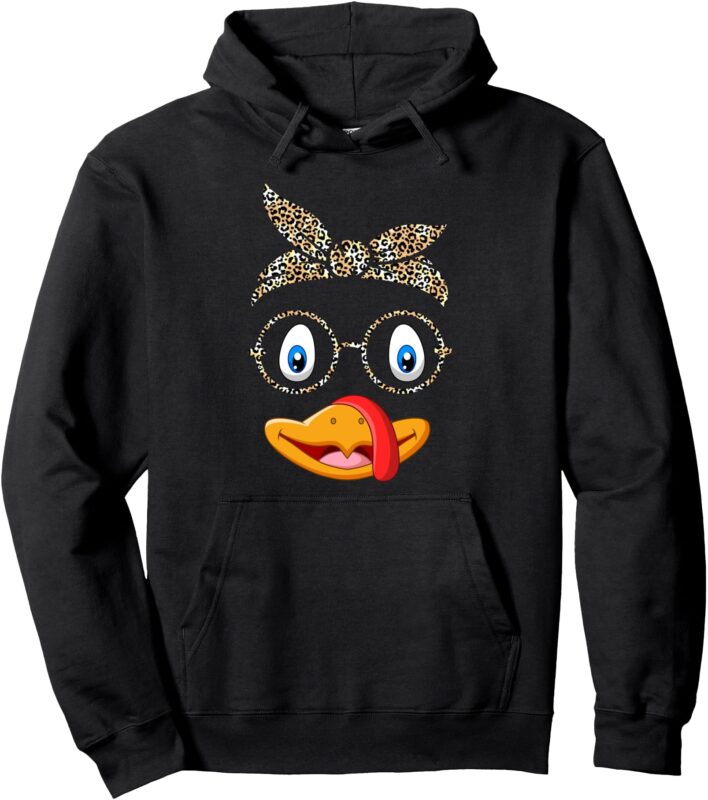 Leopard Print Face with Glasse Thanksgiving Turkey Pullover Hoodie