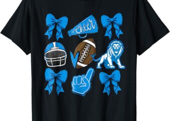 Lions Shirt Football Game Day Coquette Lions Bow T-Shirt