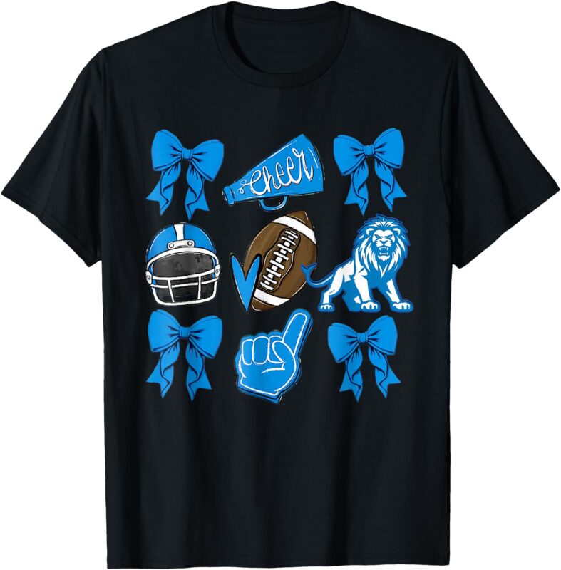 Lions Shirt Football Game Day Coquette Lions Bow T-Shirt